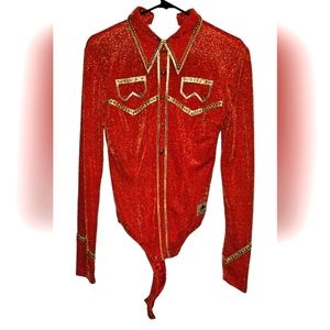 Vintage Burnt Orange Western Wear Cowgirl Body Suit